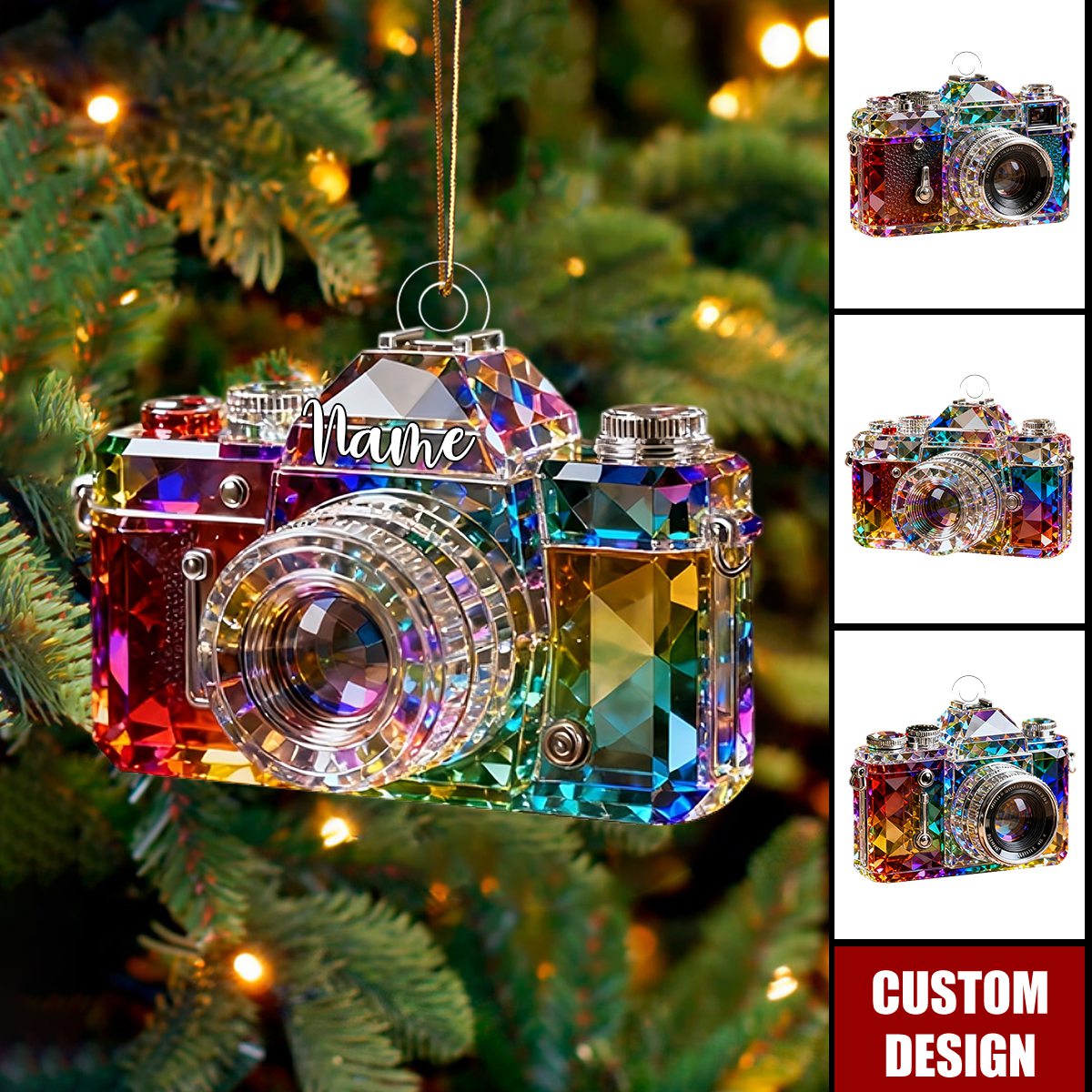 Personalized Camera Crystal Ornament