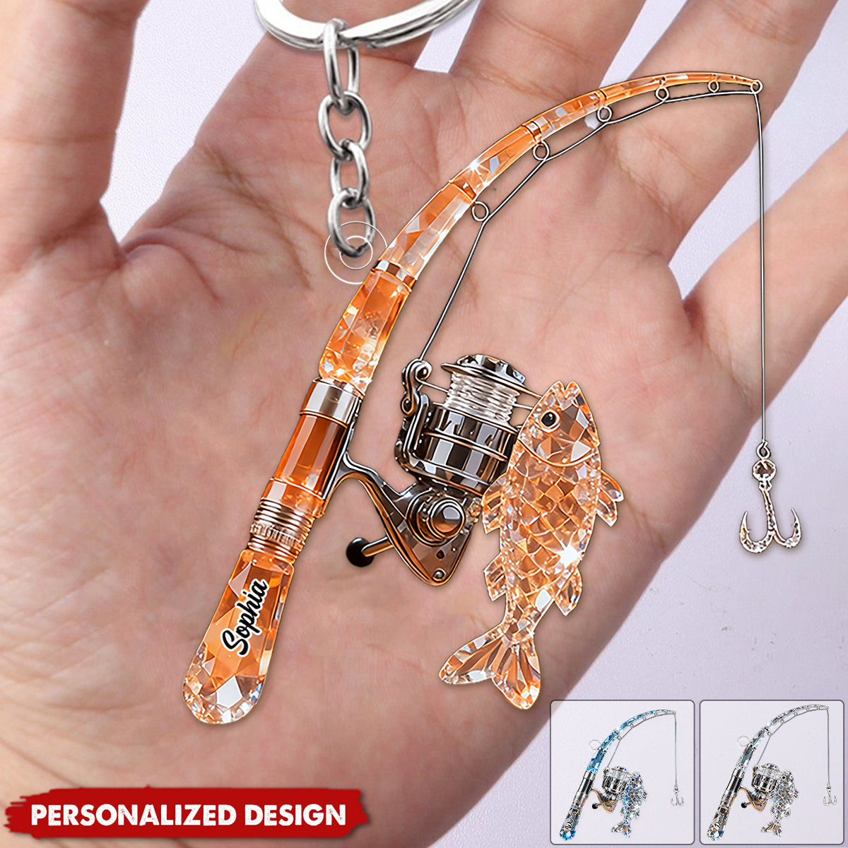 Personalized Fishing Rod Keychain Gift For Fishing Lover