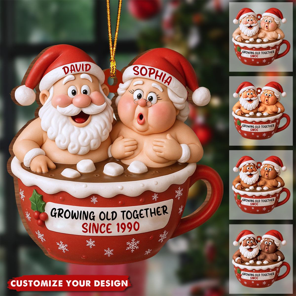 Personalized Couple Growing Old Together Ornament