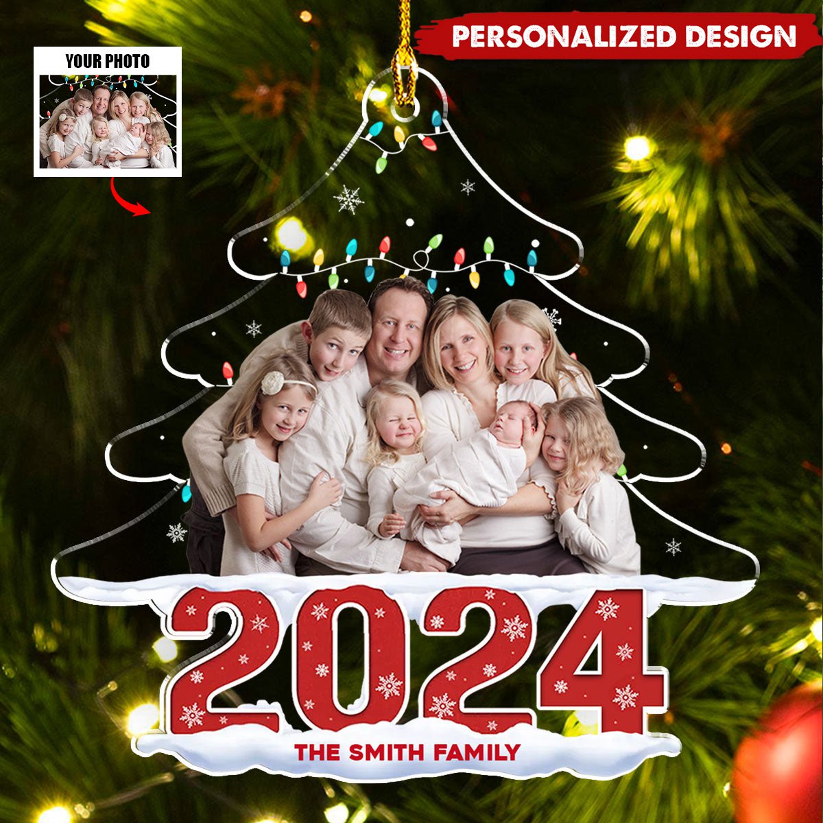 2024 New Release Family Photo Christmas Tree - Personalized Custom Acrylic Ornament