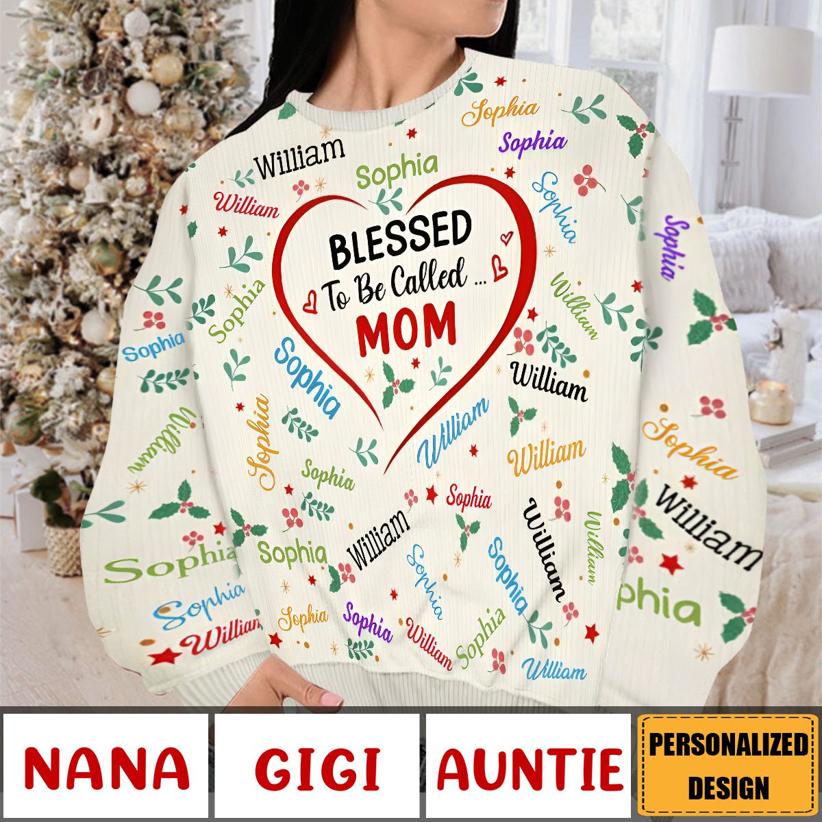 2024 New Release Blessed To Be Called Grandma Nana-Personalized Unisex Ugly Sweater