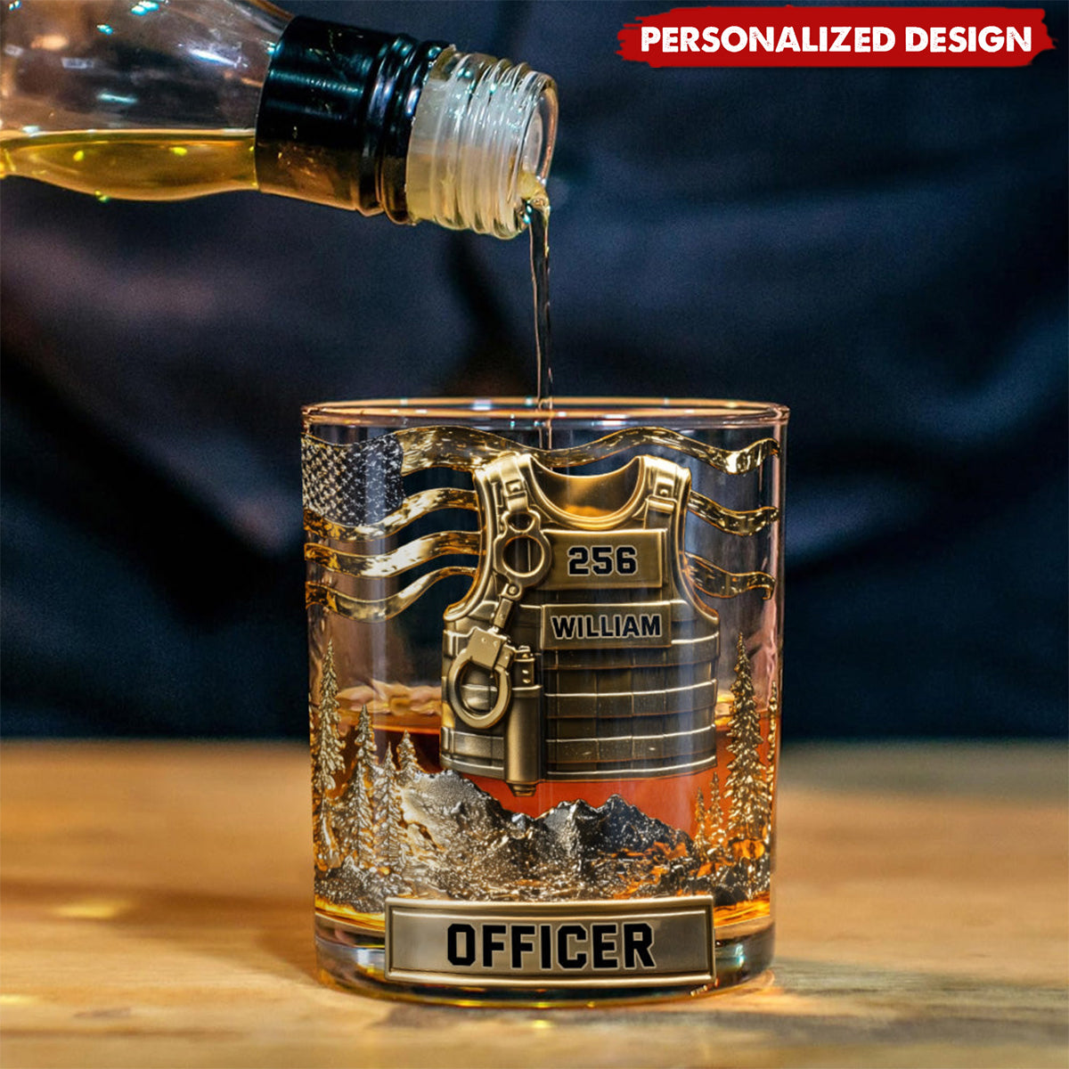 Serve And Protect - Personalized Police Officer Whiskey Glass
