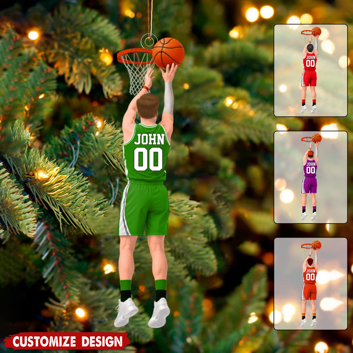 Personalized Back View Basketball Ornament - Gift For Basketball Lovers