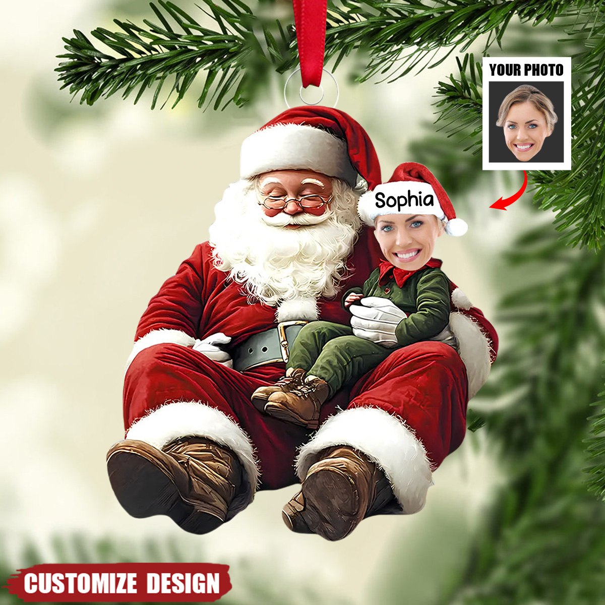 Custom Photo - Personalized Acrylic Family Photo Ornament - 2024 New Release