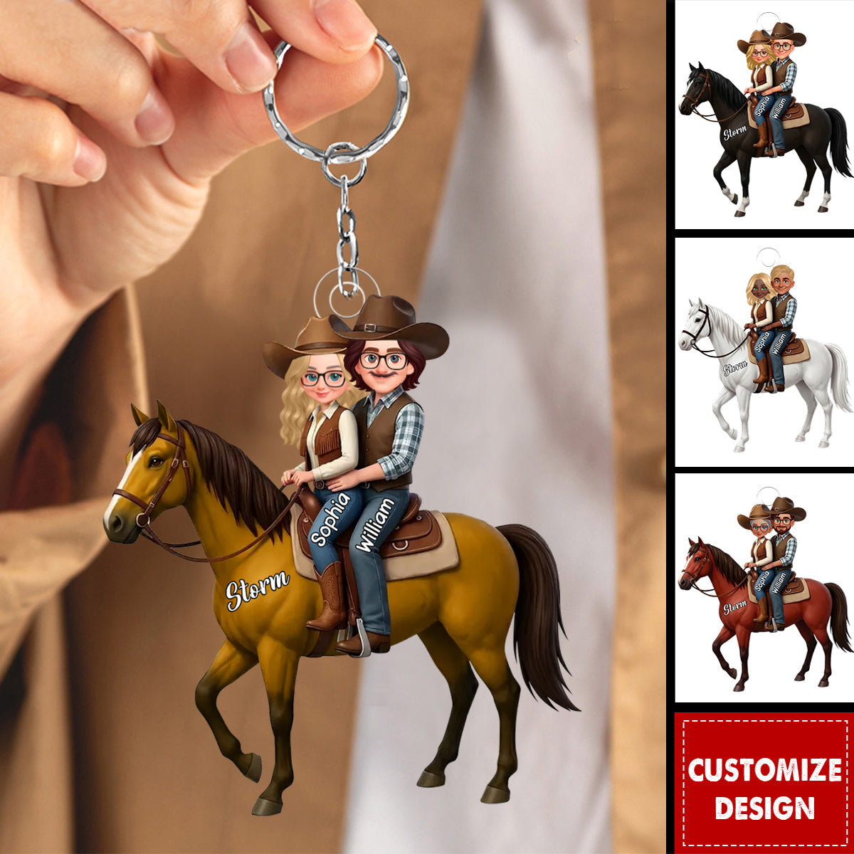Personalized Horse Couple Acrylic Keychain - Gift For Couple, For Horse Lovers