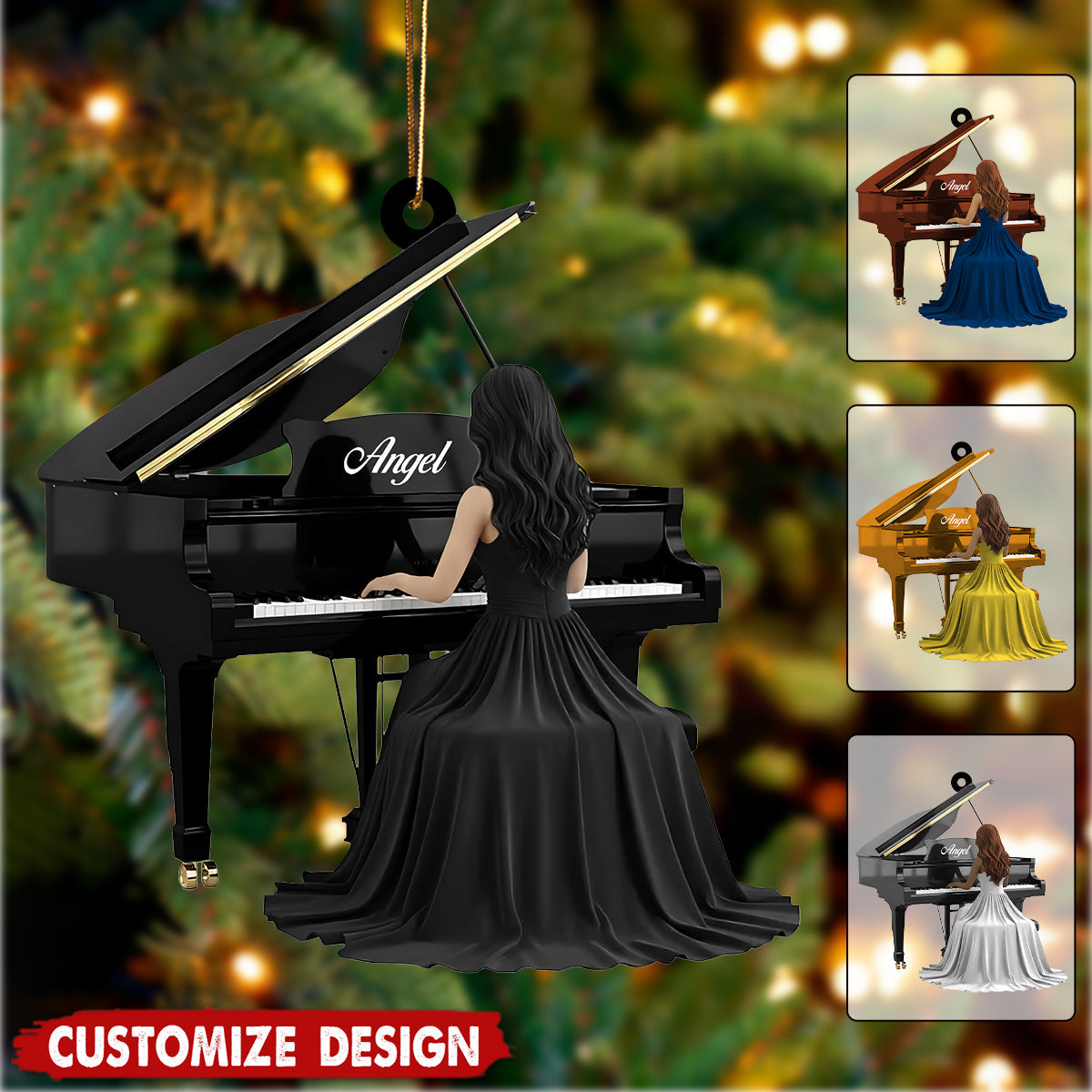 Personalized Piano Christmas Ornament - Gift for Girl Pianist And Player Music Lover
