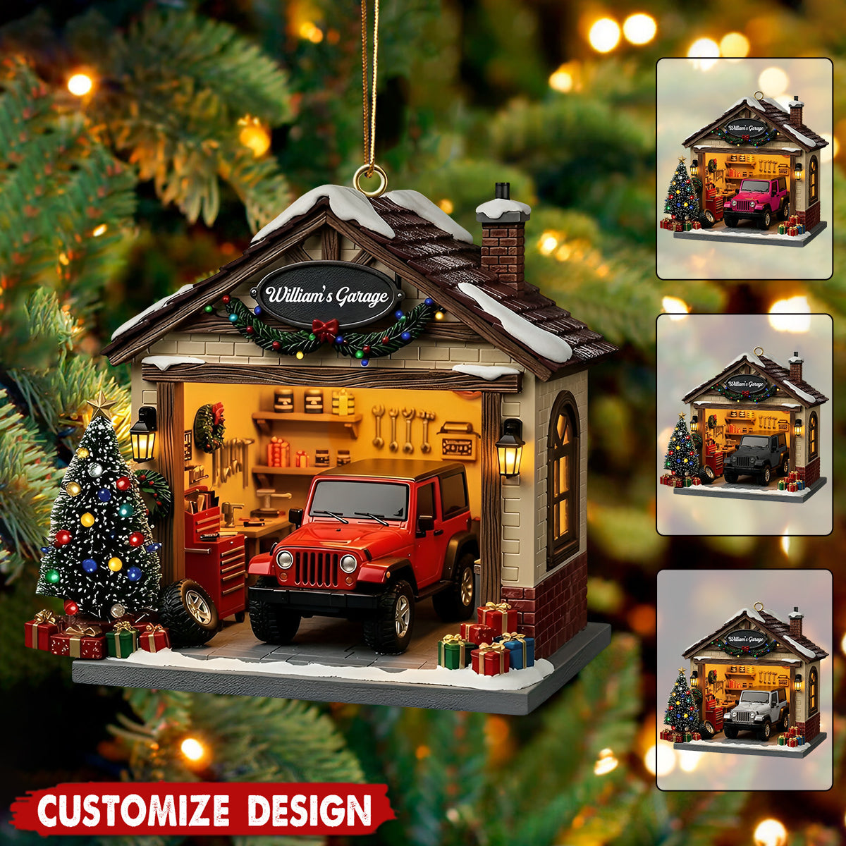 Personalized Garage Christmas Ornament - Gift For Car Enthusiasts