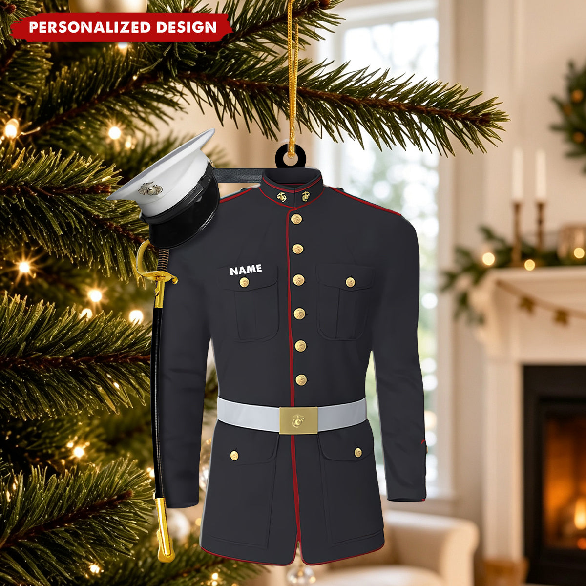 Marine Uniform Ornament - Personalized Custom Shaped Acrylic Ornament - Christmas Gift For Military, Army Dad, Husband
