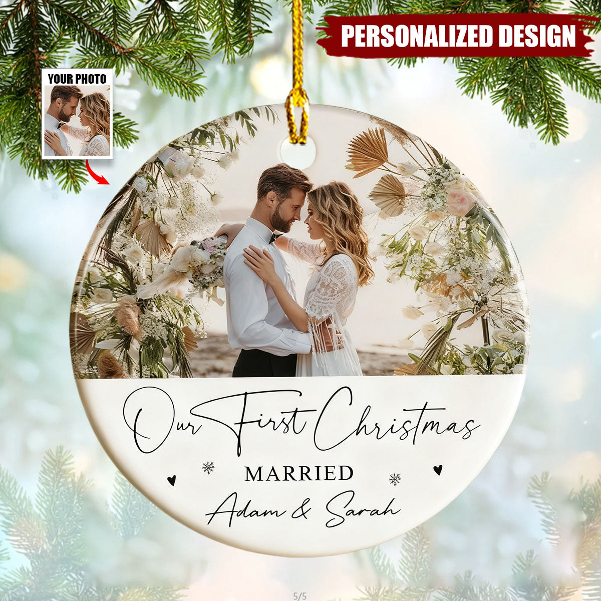 Personalised 1st Christmas as Mr and Mrs Ceramic Ornament
