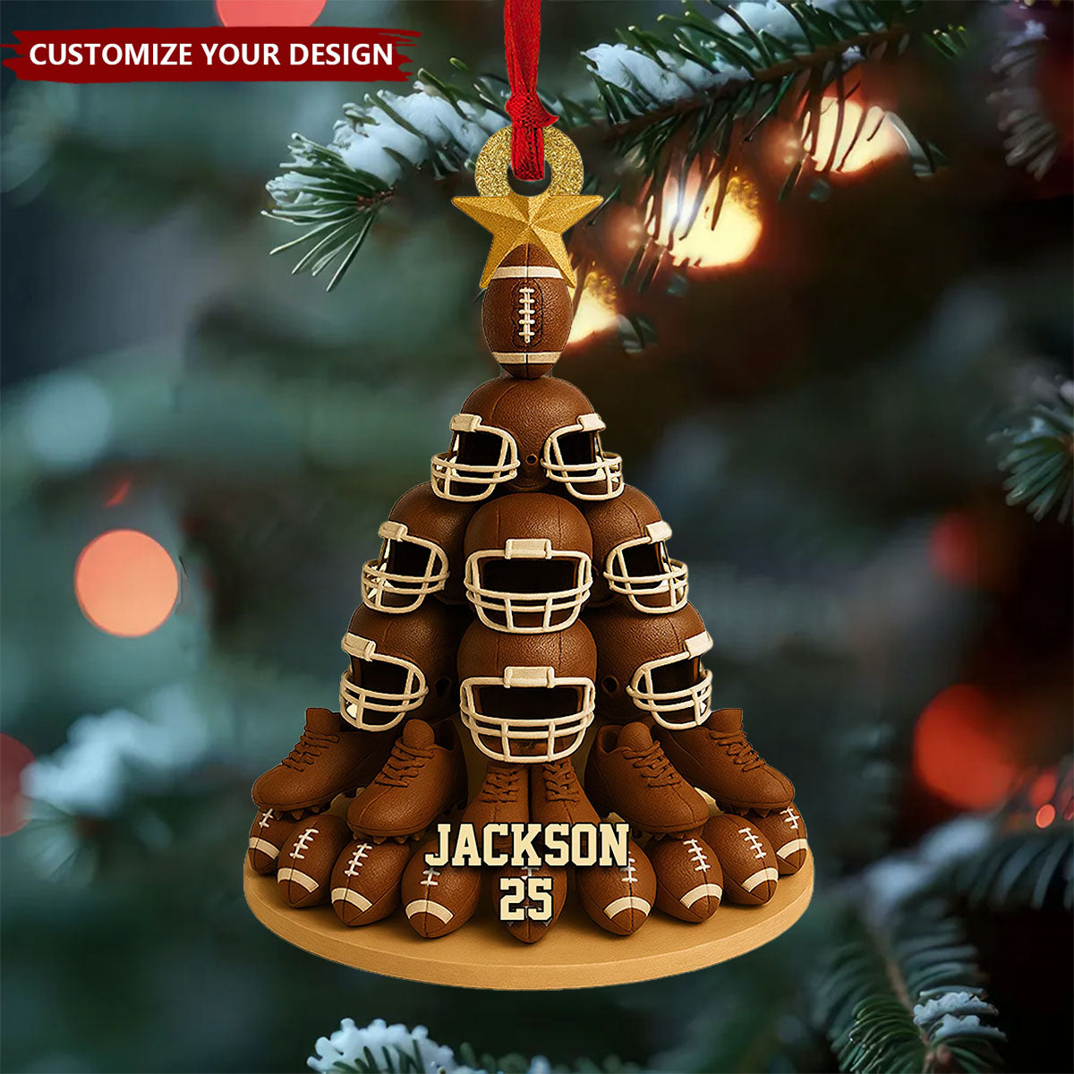 Personalized American Football Christmas Ornament, Unique Gift For Football Lovers