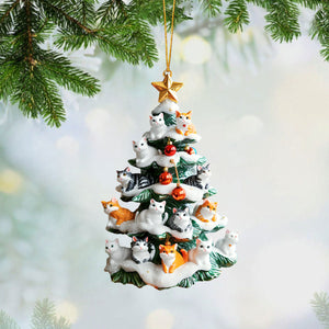 Snowy Cat Christmas Tree Ornament