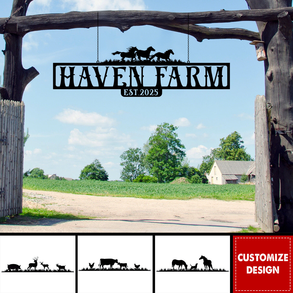 Personalized Black Metal Farm Metal Sign