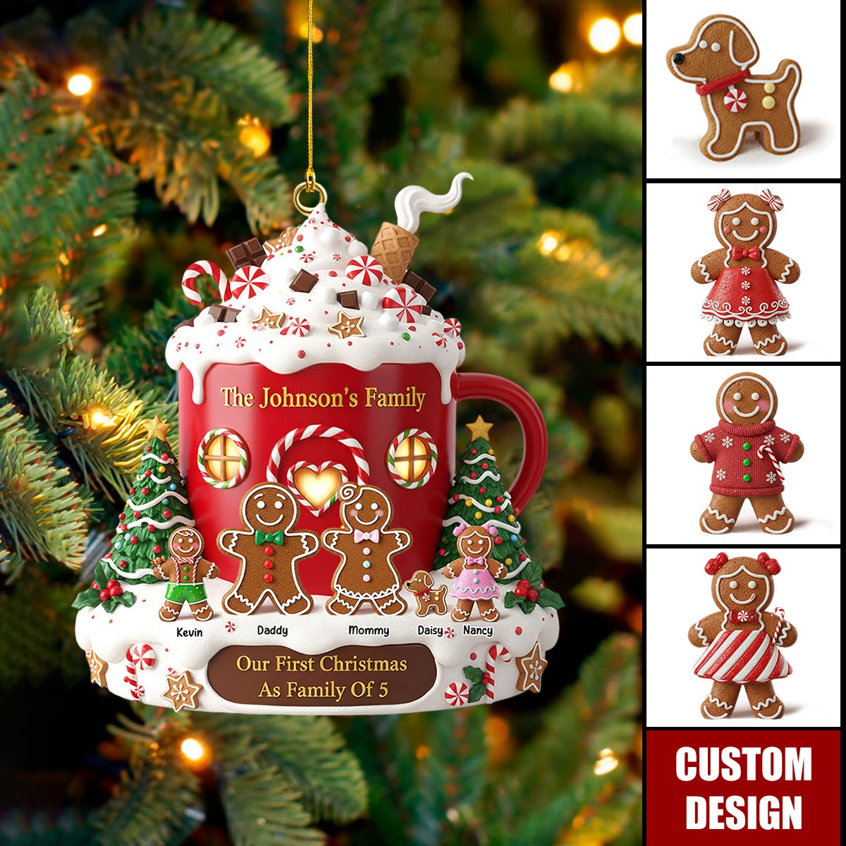 Personalized Gingerbread Christmas Family Ornament - Gift For Family