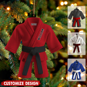 Personalized Black Belt Karate Jiu-Jitsu Christmas Ornament