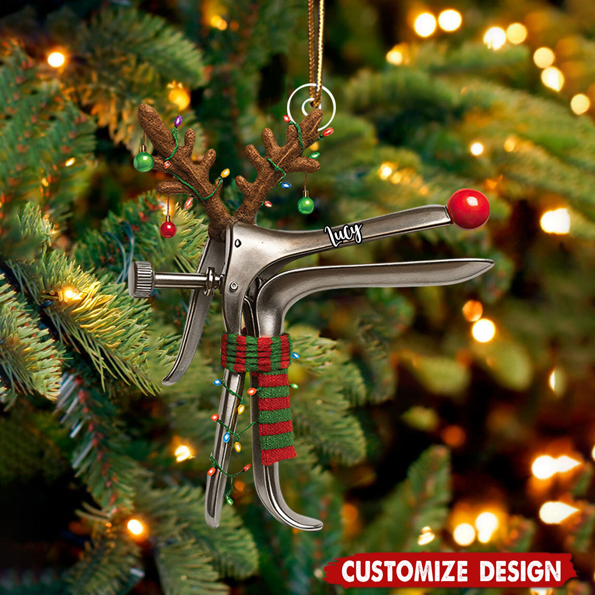 Personalized Funny Speculum Reindeer Christmas Ornament