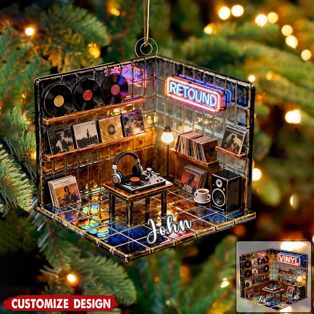 Personalized Record Store Ornament