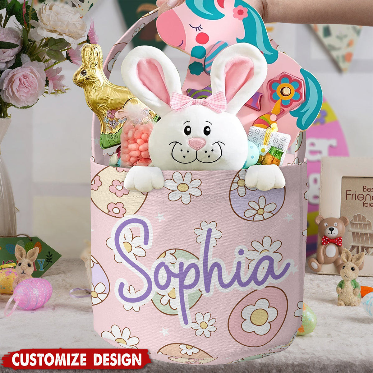 Personalized Easter Pattern Basket - Gift For Easter Lovers