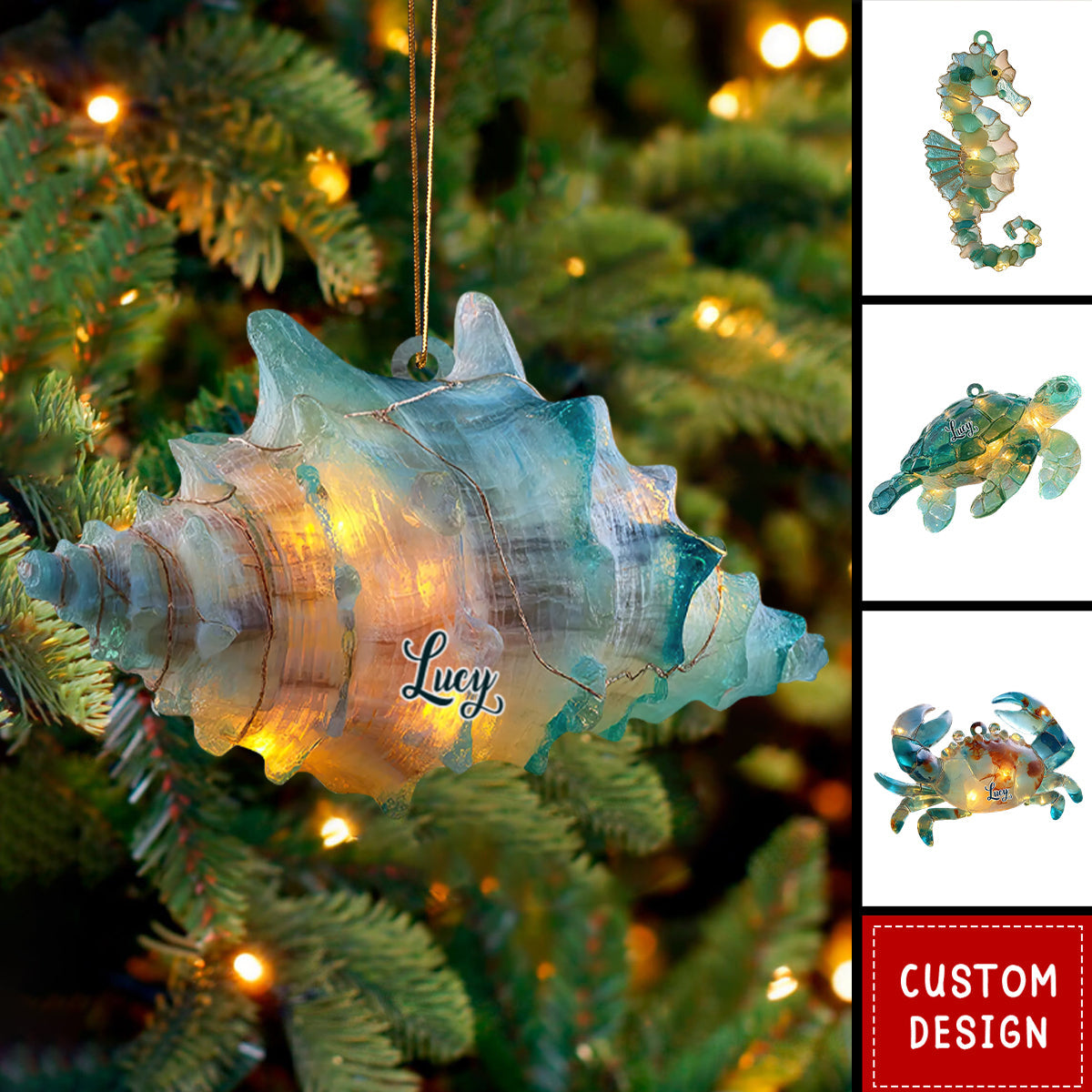 Personalized Sea Animal Christmas Ornament