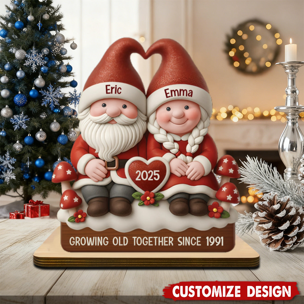 Personalised Wooden Couple Xmas Plaque - Gift For Couple