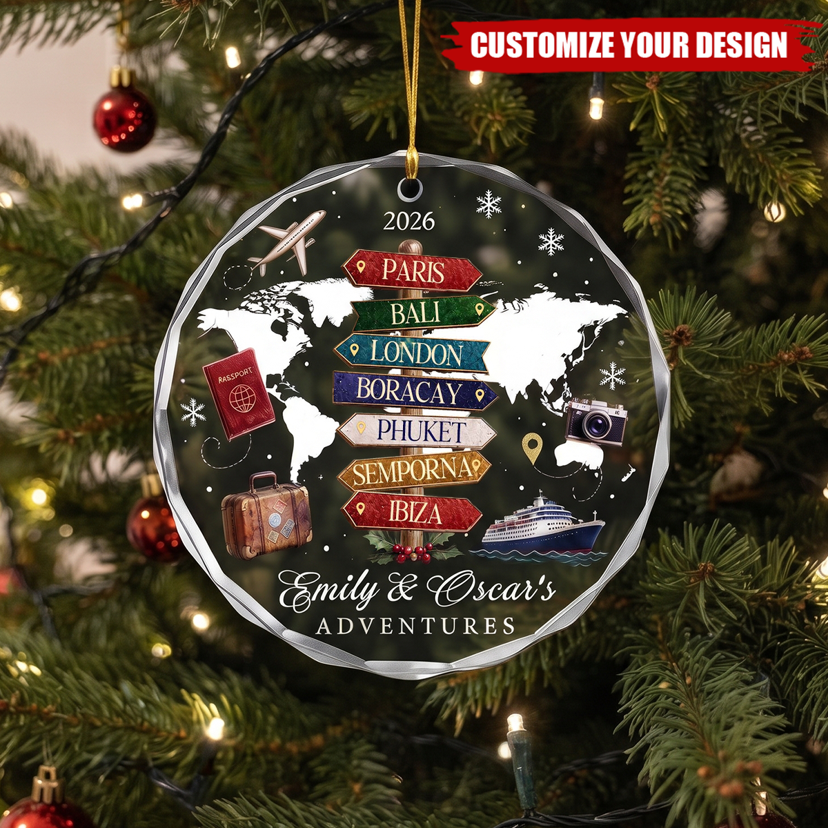 Personalized Travel Christmas Ornament 2026,Adventure Keepsake