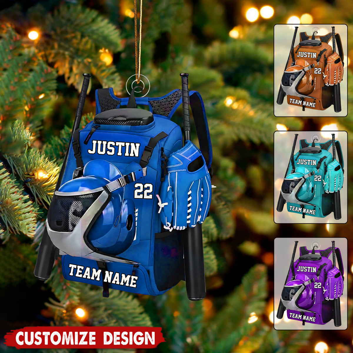 Personalized Baseball/Softball BagChristmas Ornament-Gift For Baseball/Softball Lovers