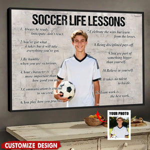 Personalized Upload Photo Soccer Life Lessons Poster - Gift For Soccer Lovers