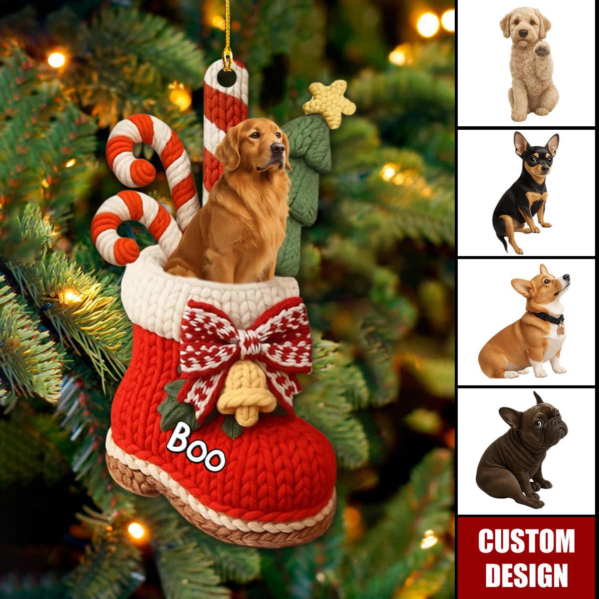 Personalized Dog In Christmas Shoe Ornament- Gift For Dog Lovers