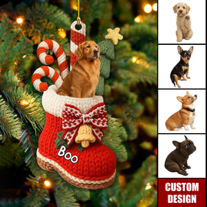Personalized Dog In Christmas Shoe Ornament- Gift For Dog Lovers