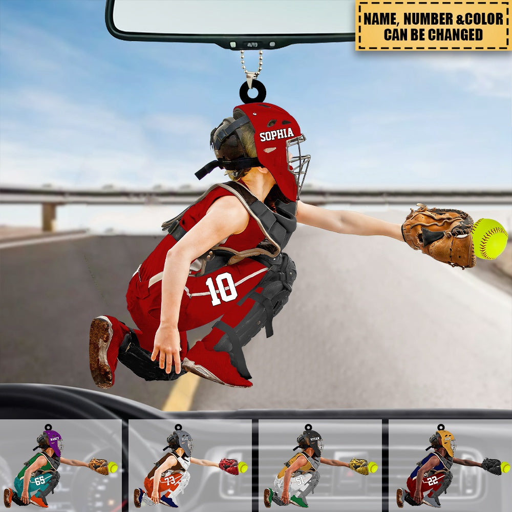 Personalized Softball Kid Acrylic Ornament - Gift For Softball Lovers