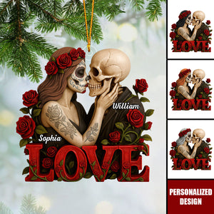 Personalized Skull Couple Acrylic Ornament-Gifts For Couple