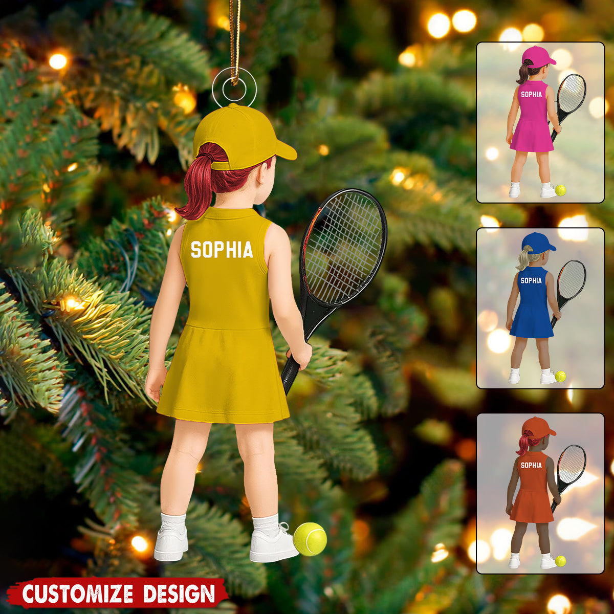 Personalized Kid Tennis Player Ornament - Gift for Kids