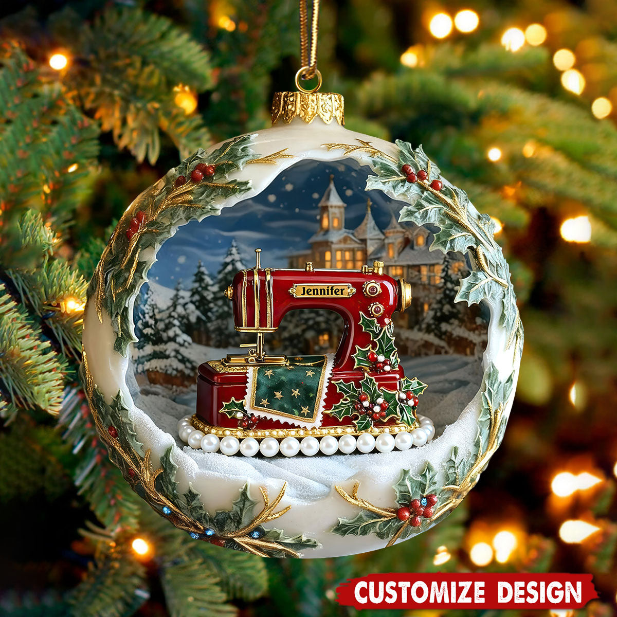 Antique Sewing Machine Ornament - Personalized Gifts For Sewing