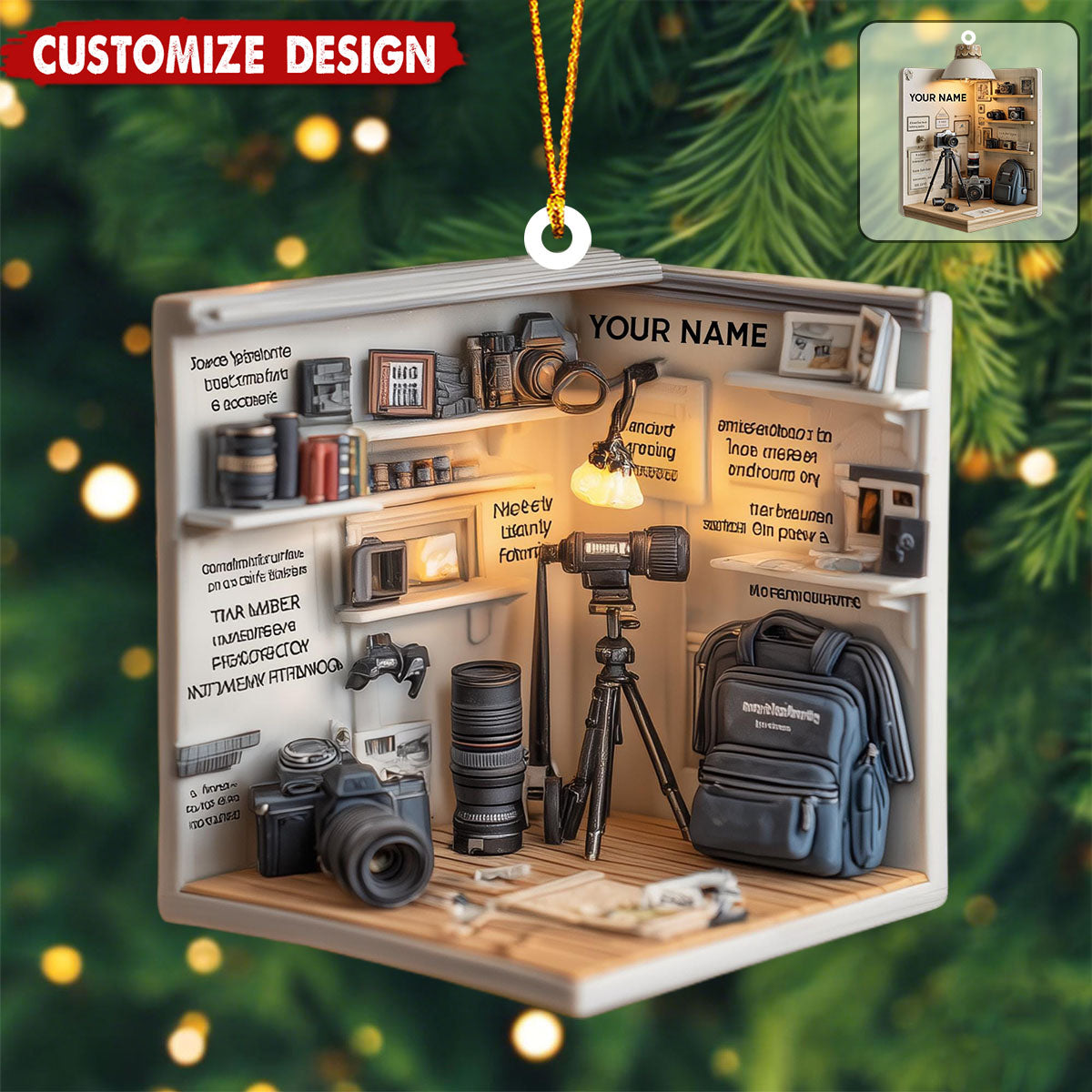 Personalized Camera Christmas Ornament, Gift For Photographer, Camera Photographer Flat Christmas Ornament, Photographer Ornament Xmas Decor