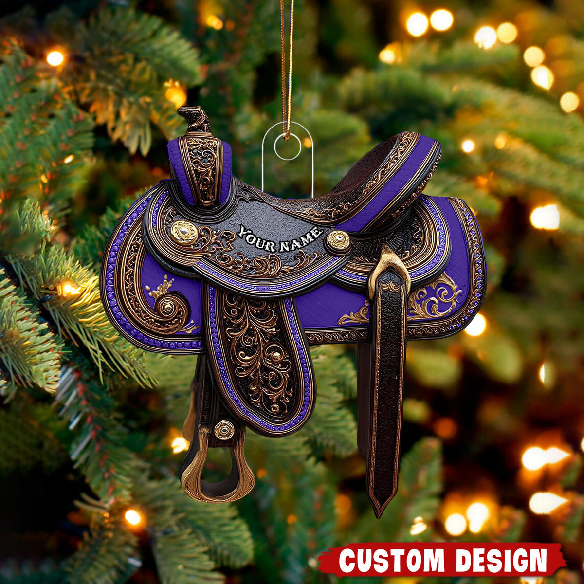Personalized Western Saddle Ornament - Holiday Gift for Riders