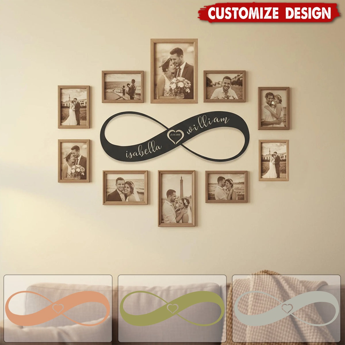 Personalized Infinity Heart Metal Wall Art-Couple Names & Date