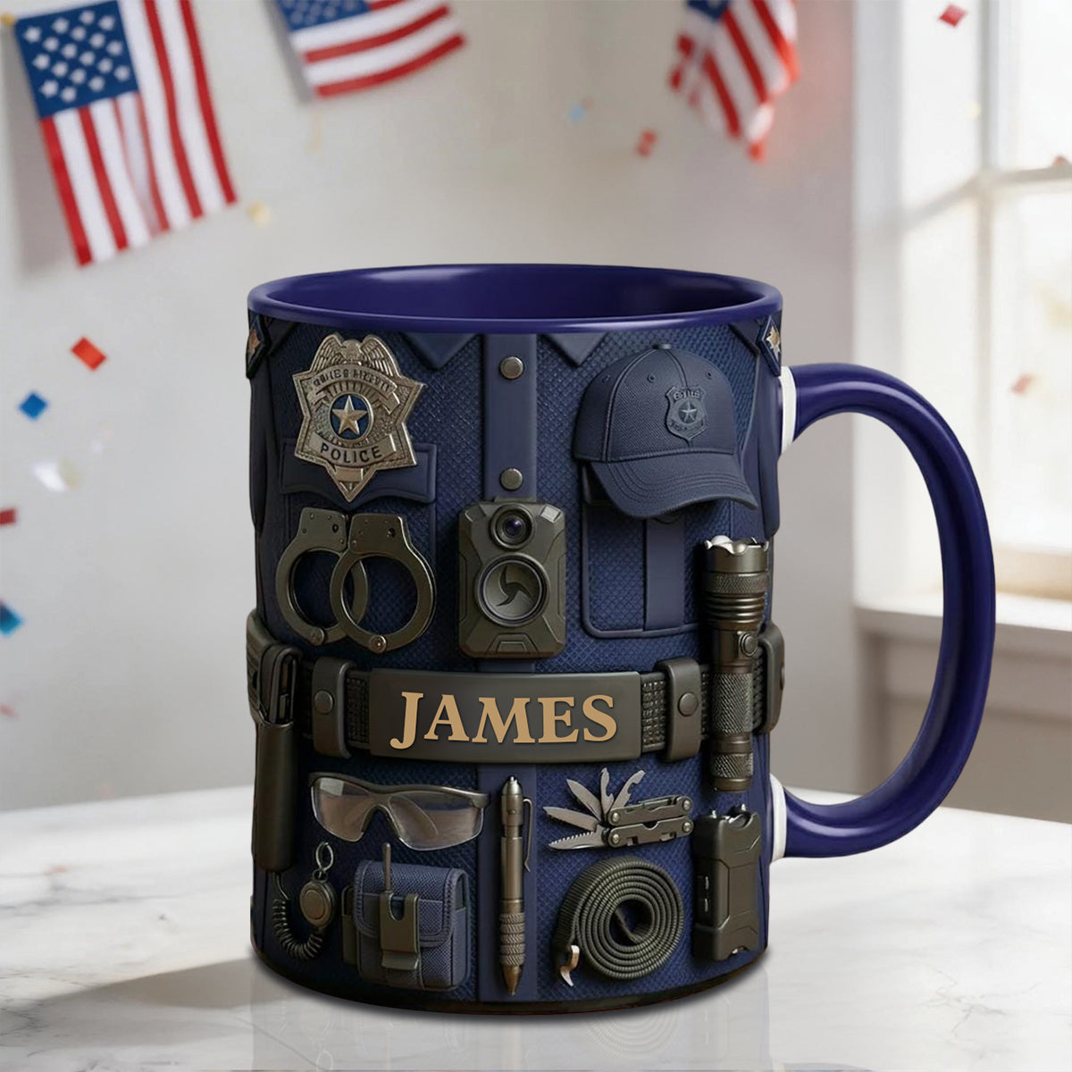 Personalized Police Mug, Custom Coffee Cup for Police Life, Back the Blue Gift Idea