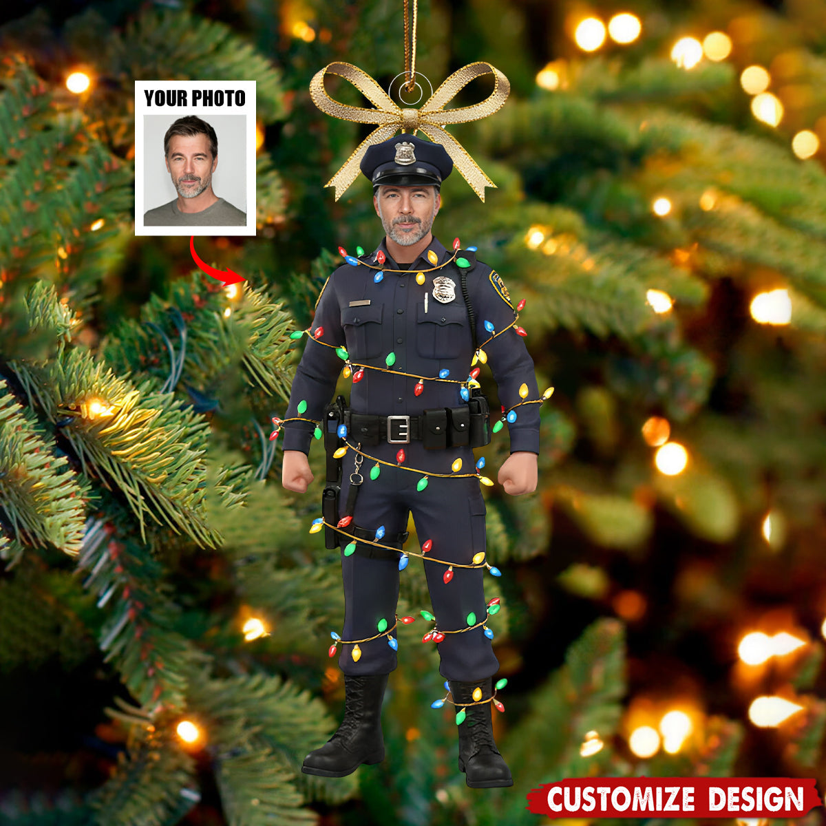 The Holiday's Protecter - Personalized Police Officer Ornament