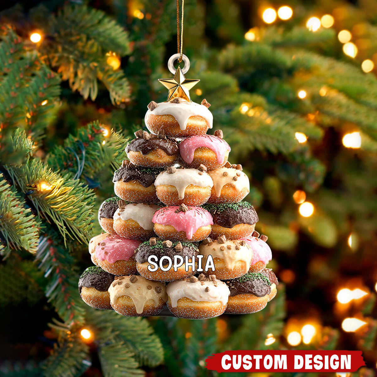 Personalized Donut Christmas Tree Ornament