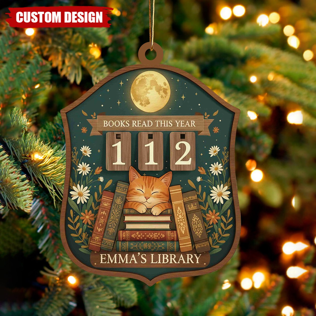 Personalized Reading Christmas Ornament, Gift for Book Lovers and Readers