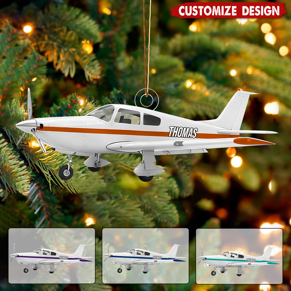 Personalized Airplane Christmas Ornament  - Gift For Aviation Lover