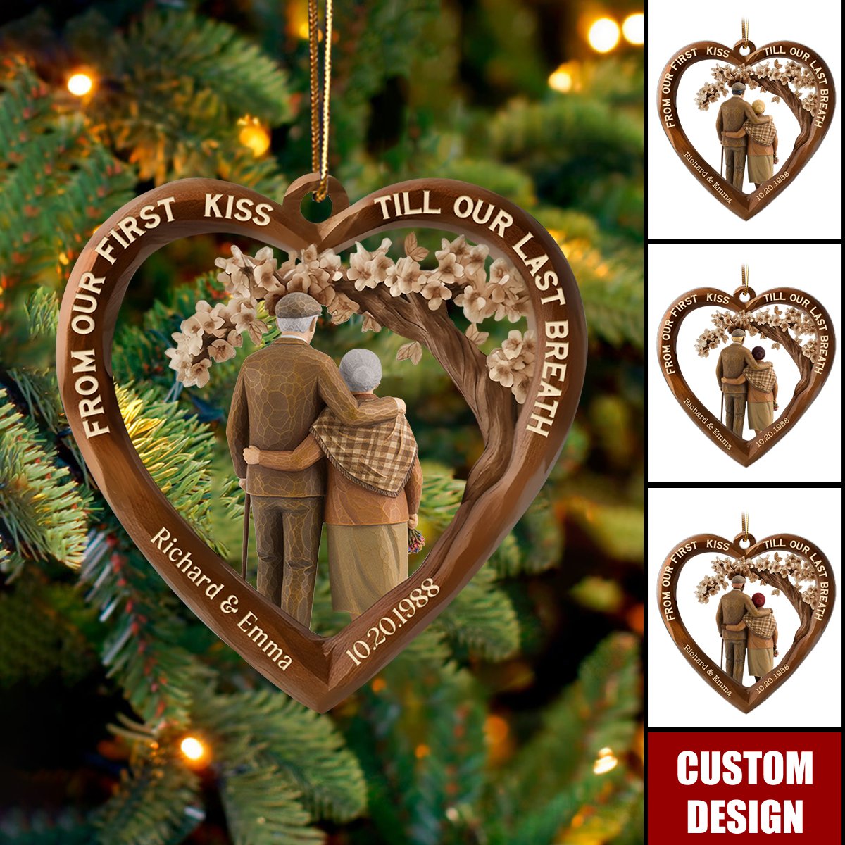 Personalized From Our First Kiss Till Our Last Breath Couple Acrylic Christmas Ornament - Gift for Couples
