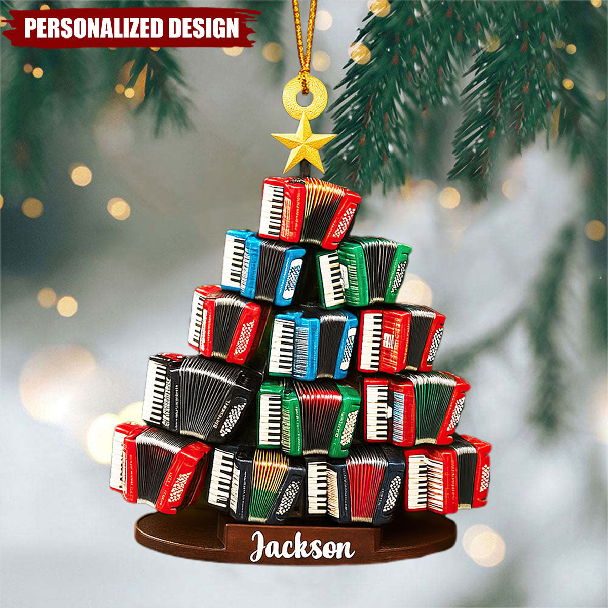 Personalized Accordion Christmas Ornament-Gift For Music Teacher