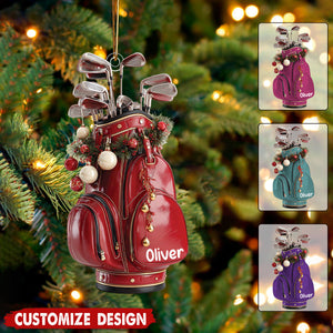 Personalized Golf Bag Christmas Ornament: Custom Name