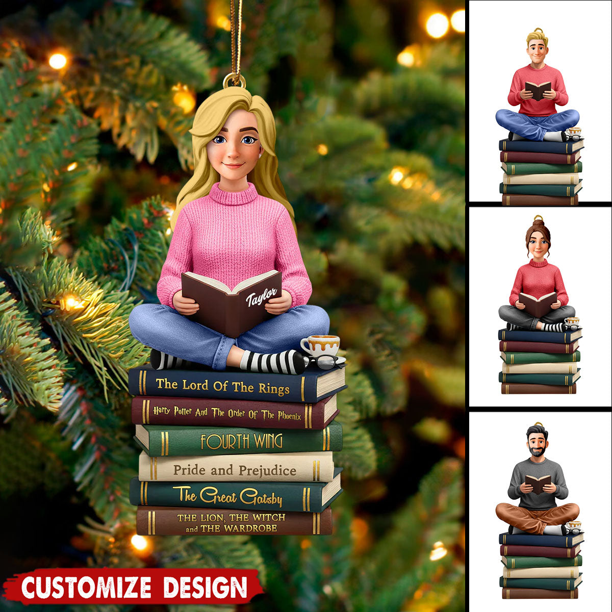 Personalized Book Lover Christmas Ornament - Gift For Book Lover
