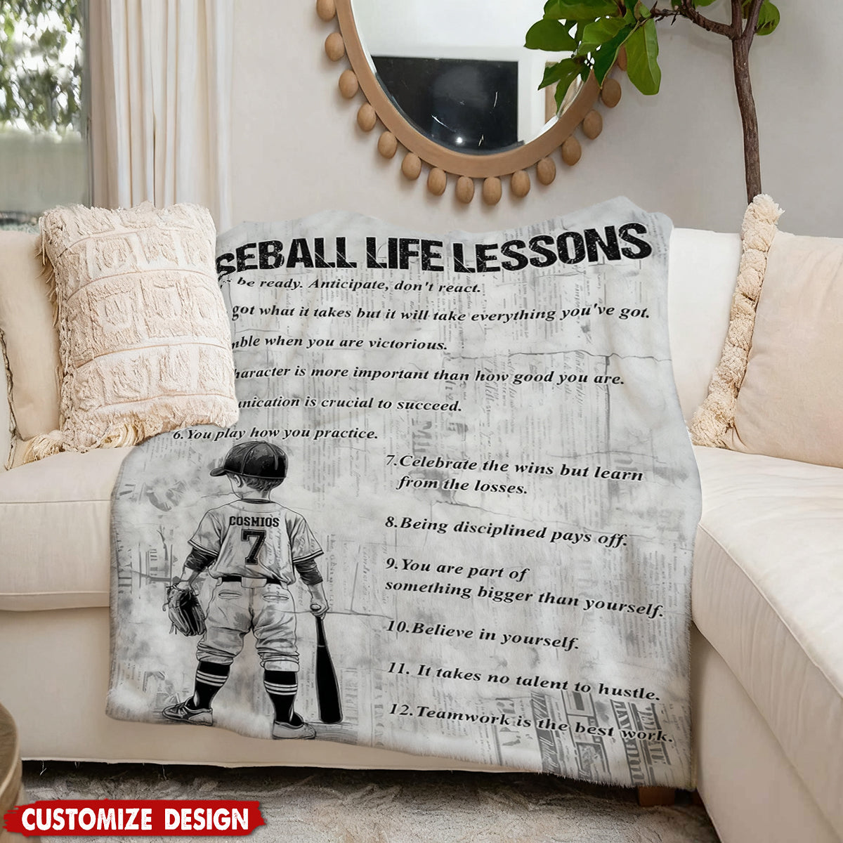Baseball Life Lessons - Personalized Baseball Fleece Blanket