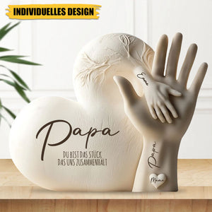 Papa Du Bist Das Stück, Das Uns Zusammenhält - Personalisierte Acryl-Plakette, Vatertagsgeschenk Für Papa