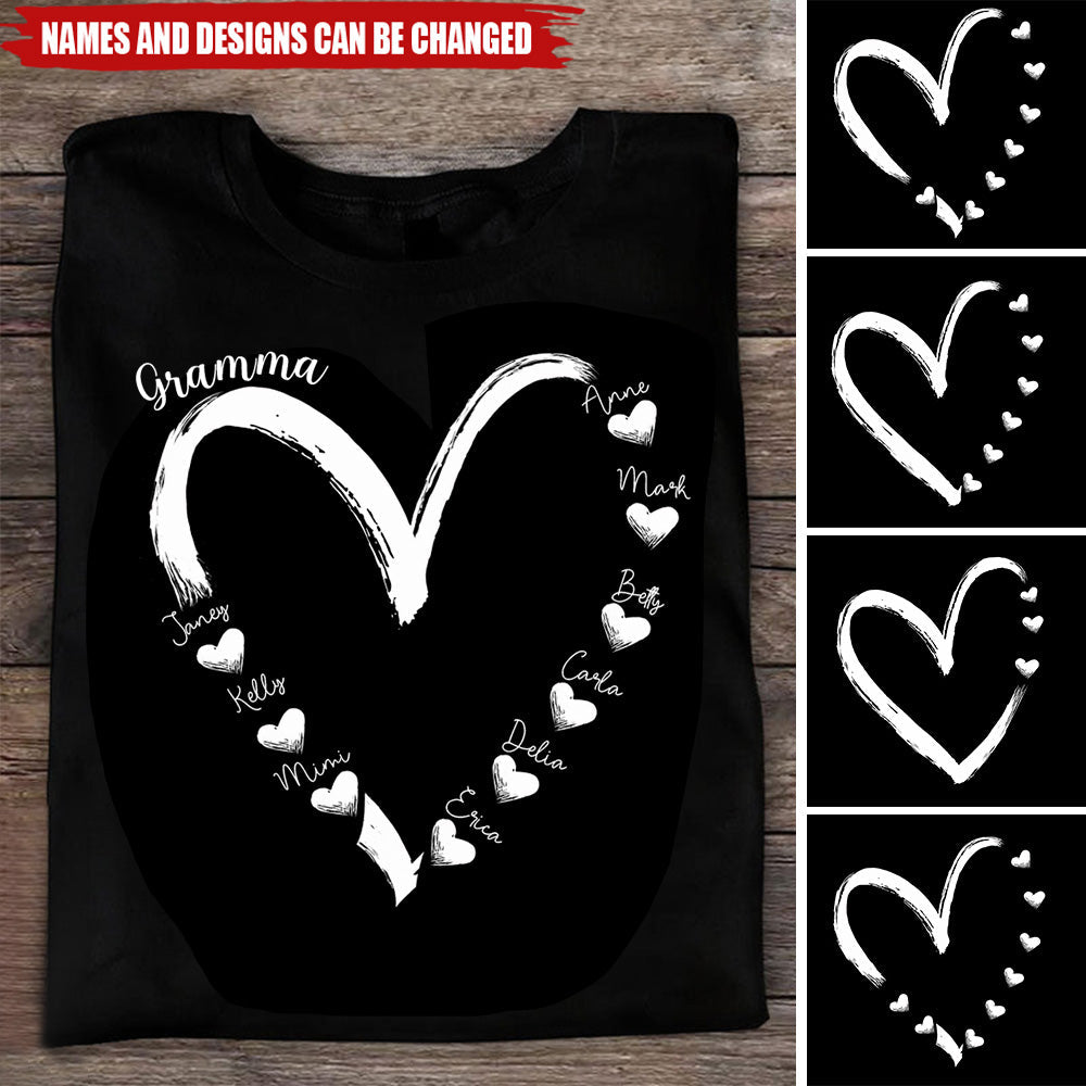 Personalized Grandma Nana Mama Heart Kids Shirt