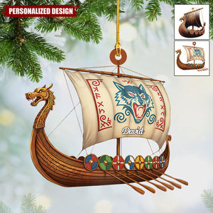 Personalized Viking Ship Christmas Ornament Gift for Men