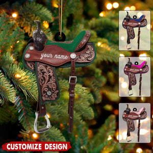 Personalized Horse Saddle Ornament - Gift for Horse Lovers,Cowboy