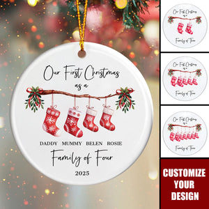 Personalised First Christmas as a Family Ceramic Ornament, Baby First Christmas Tree Ornament